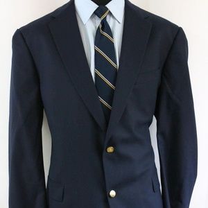 46R Hart Schaffner Marx Blue Gold Button Blazer